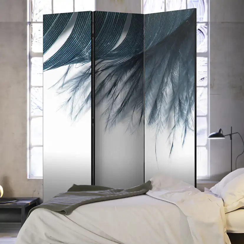 Rumsavdelare Skärmvägg Arkiio Dark Blue Feather 135x172 cm