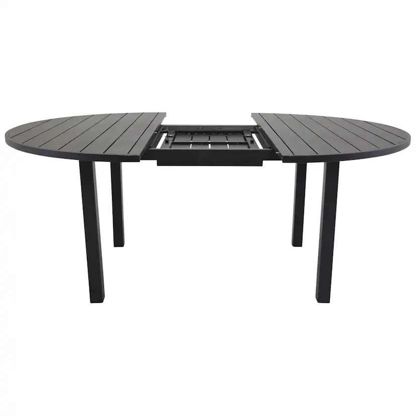 Utebord Venture Home Marbella Förlängningsbart Aluminiumbord, Ovalt Ø 140 cm Svart