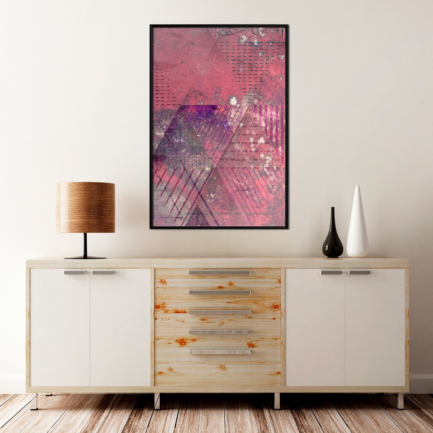 Affisch - Crimson Abstraction [Poster] 20x30 Svart ram, 20x30 cm