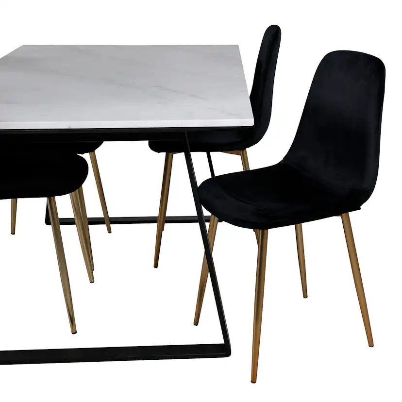 Estelle Dining Table 140*90 - White / Black, Polar Dining Ch Svart