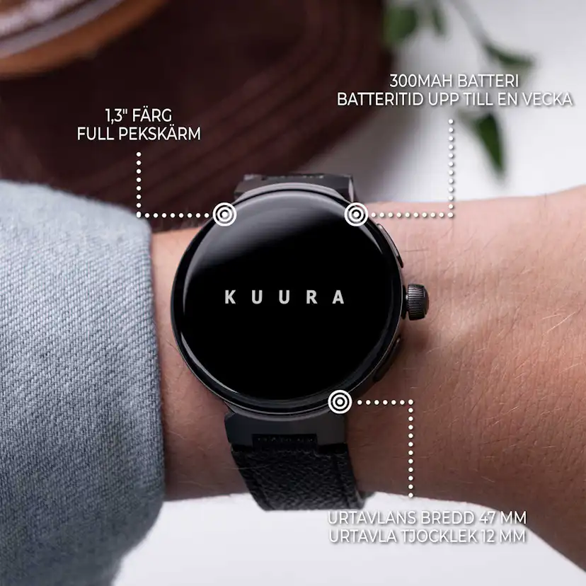 Kuura Smartwatch FM1 V3, Svart Svart