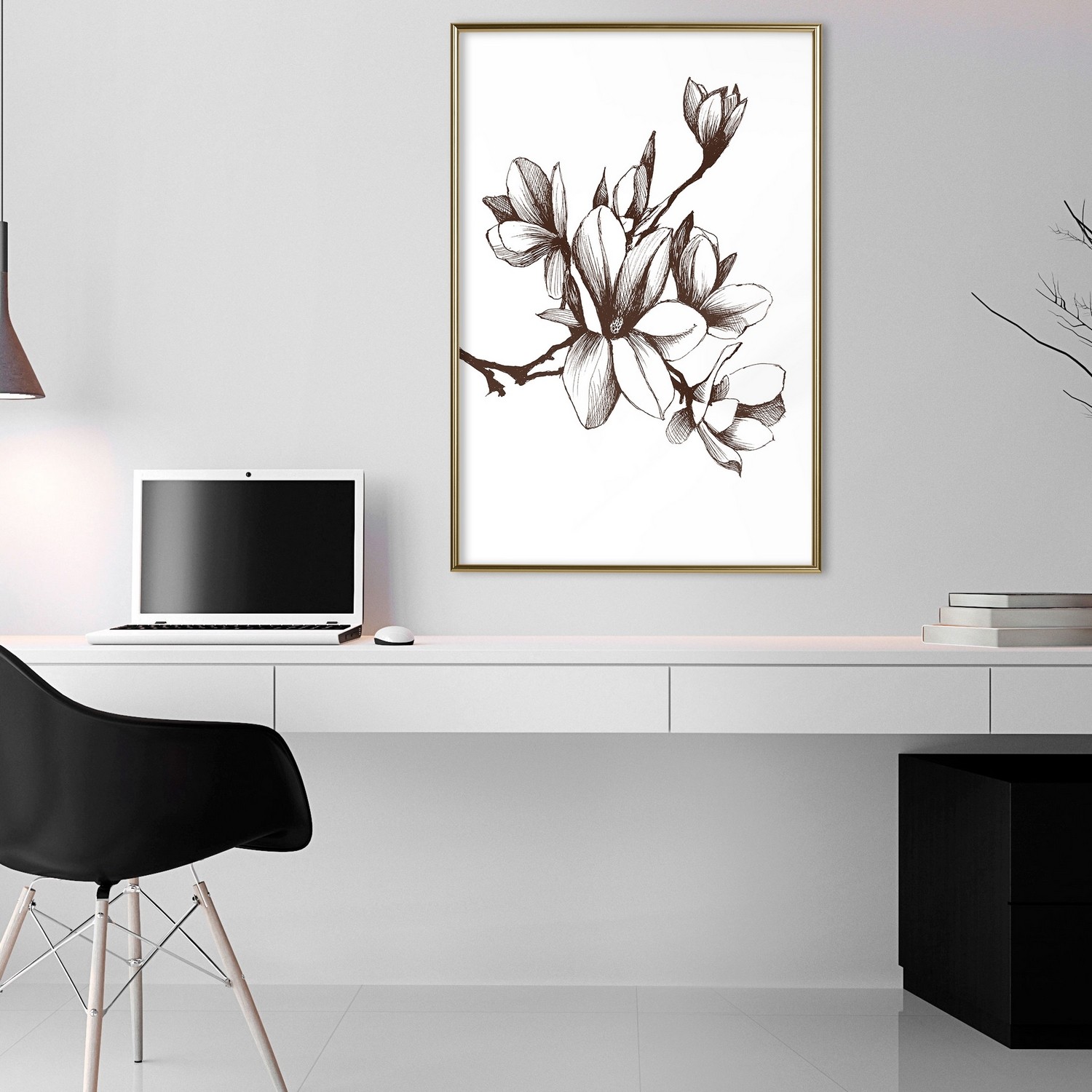 Affisch - Renaissance Magnolias [Poster] 20x30 Guld ram, 20x30 cm