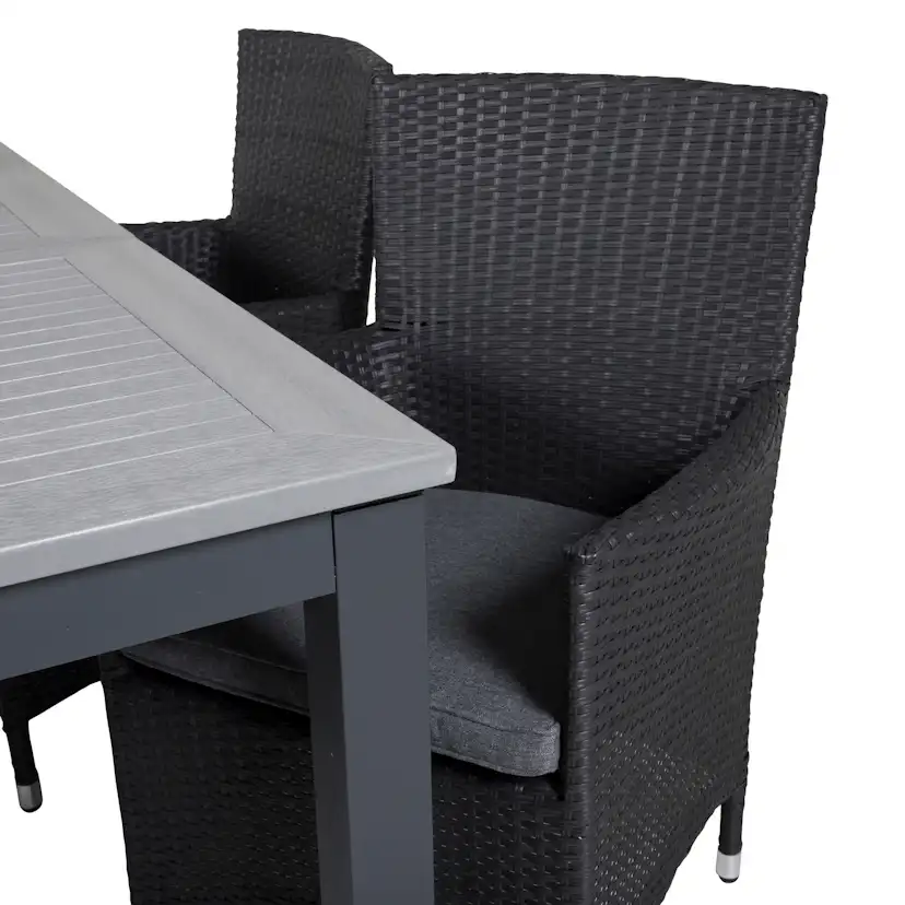 Albany Dining Table 160/240*100 - Svart Alu / Grey Aintwood+ Svart/Grå