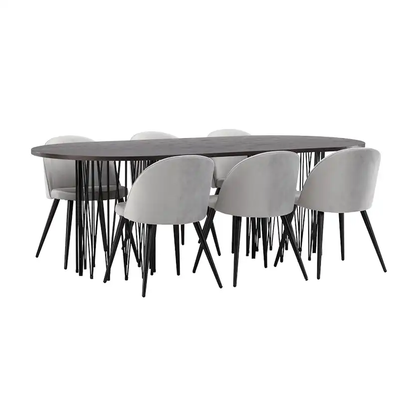 Matgrupp furniture/fashion Stone med 6 Velvet Stolar