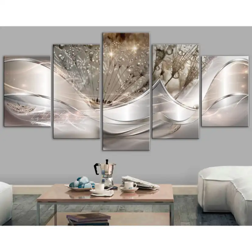 Tavla Arkiio SparklIng Dandelions Beige Wide 5 delar