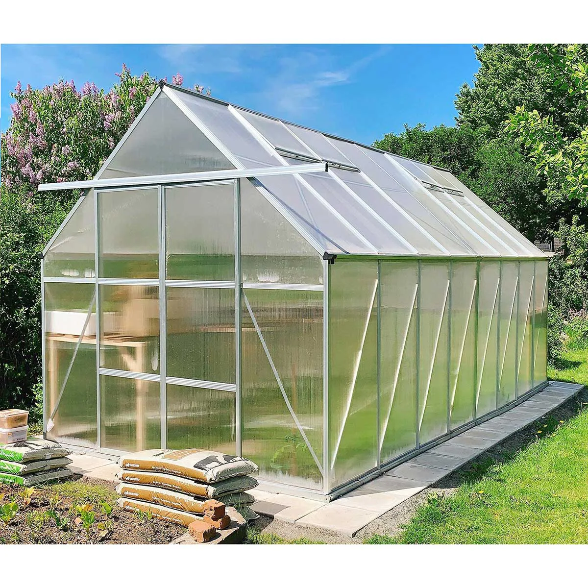 Växthus 18m² Kanalplast - Färg: Alu (142-1-58) Silver