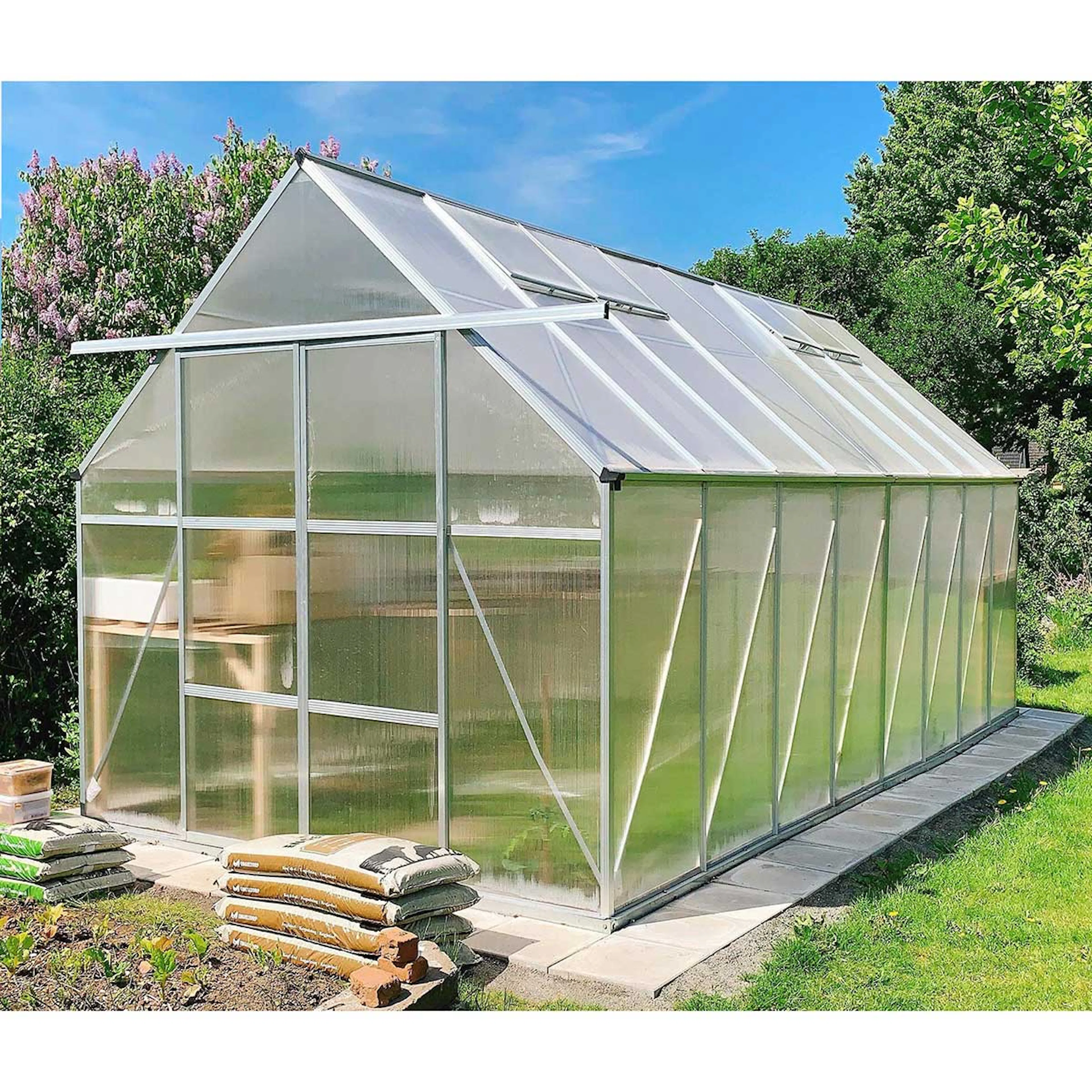Växthus 18m² Kanalplast - Färg: Alu (142-1-58) Silver