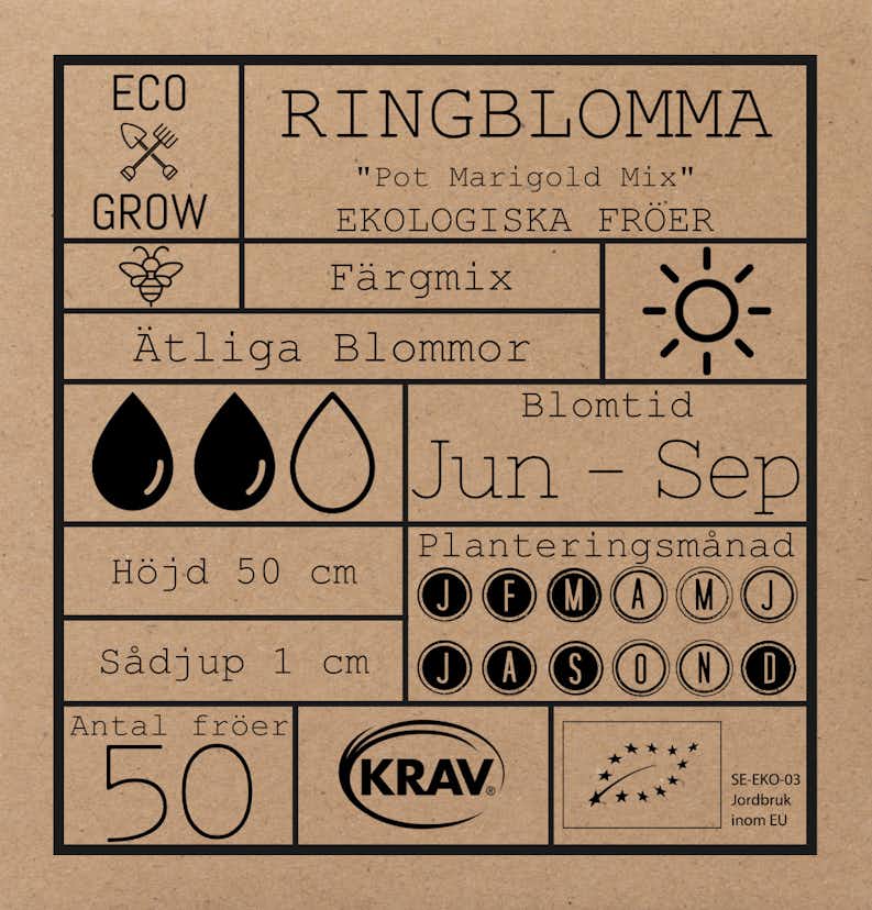 Fröpåse Eco Grow Ringblomma Calendula Officinalis