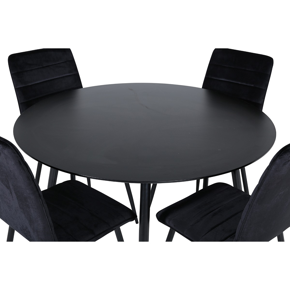 Silar Dining Table - Round 100  cm - Black Melamine / Black Svart