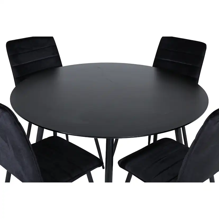 Silar Dining Table - Round 100 cm - Black Melamine / Black Svart
