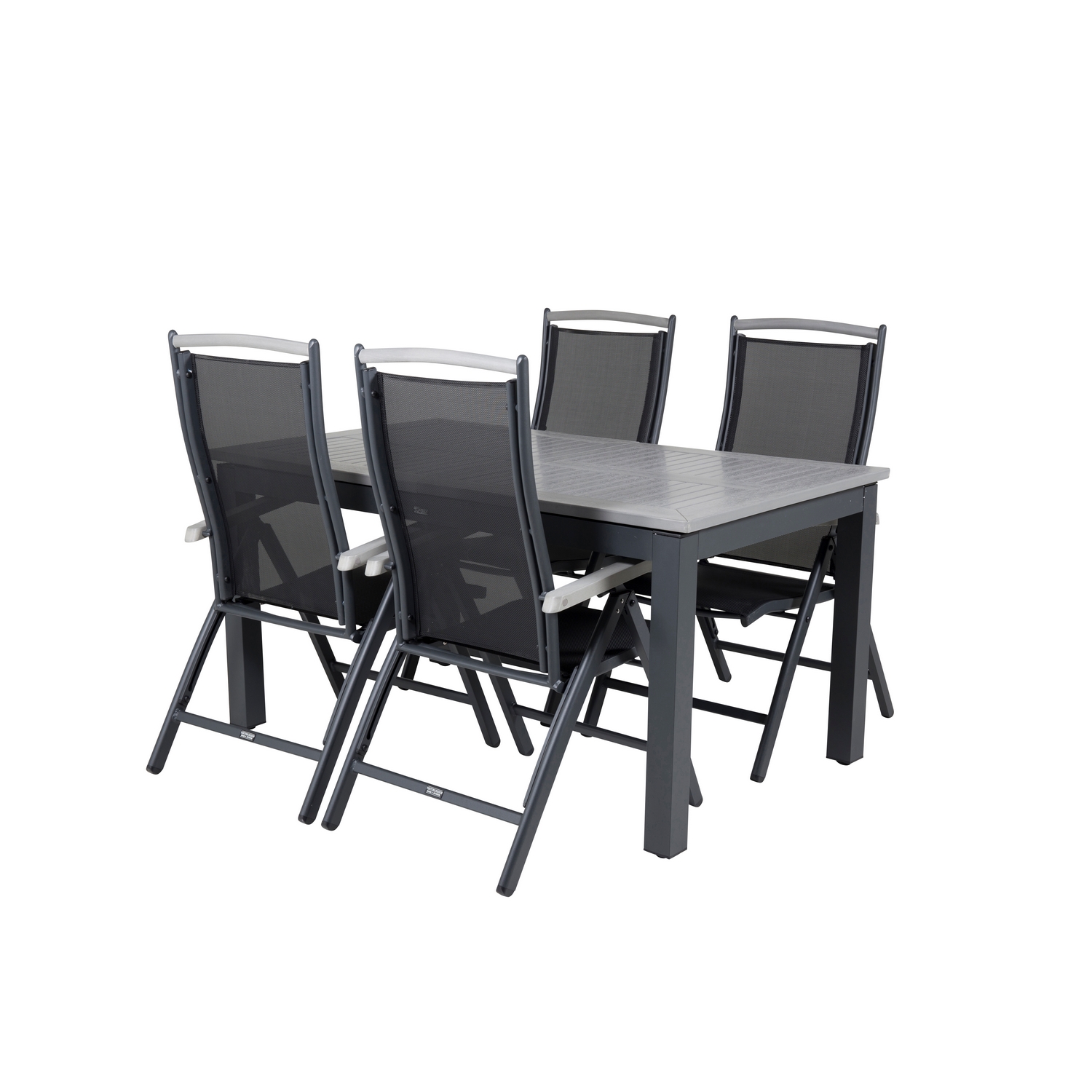 Albany Dining Table 160/240*100 - Svart Alu / Grey Aintwood+ Svart/Grå