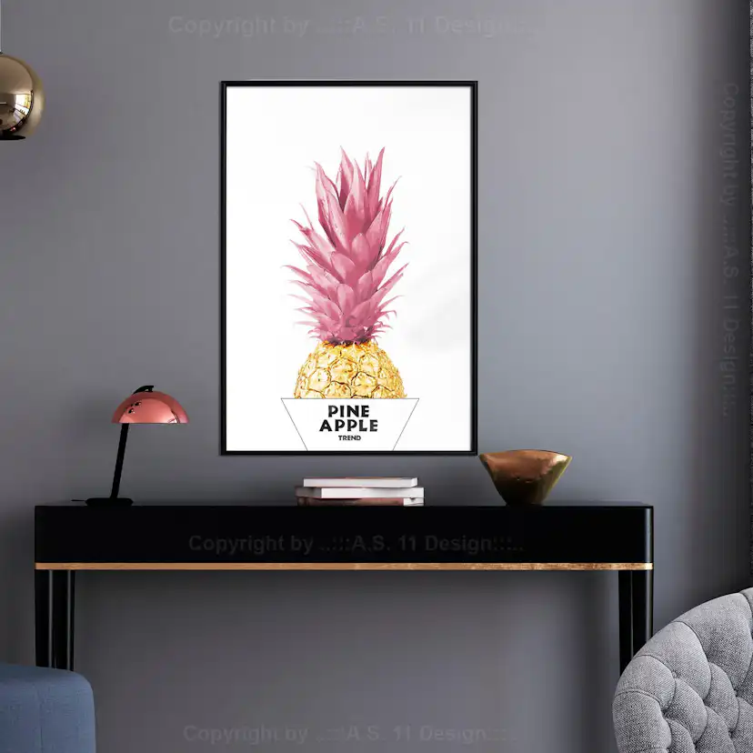 Poster Artgeist Affisch Golden Pineapple