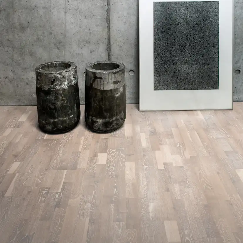 Parkettgolv Kährs Limestone Vit Mattlackad Borstad Ek 3-stav