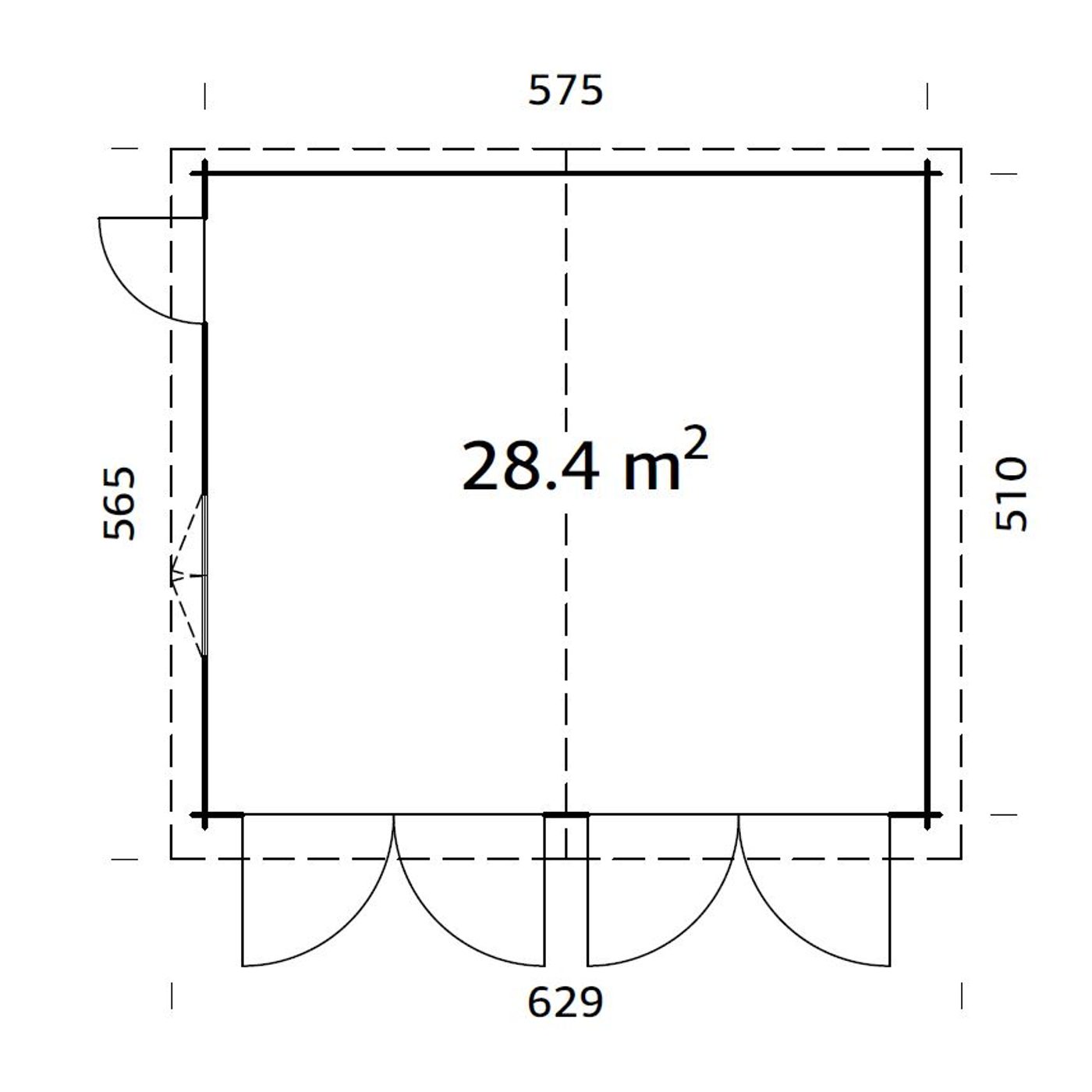 Garage Palmako Roger 28,4 m2 med Slagport