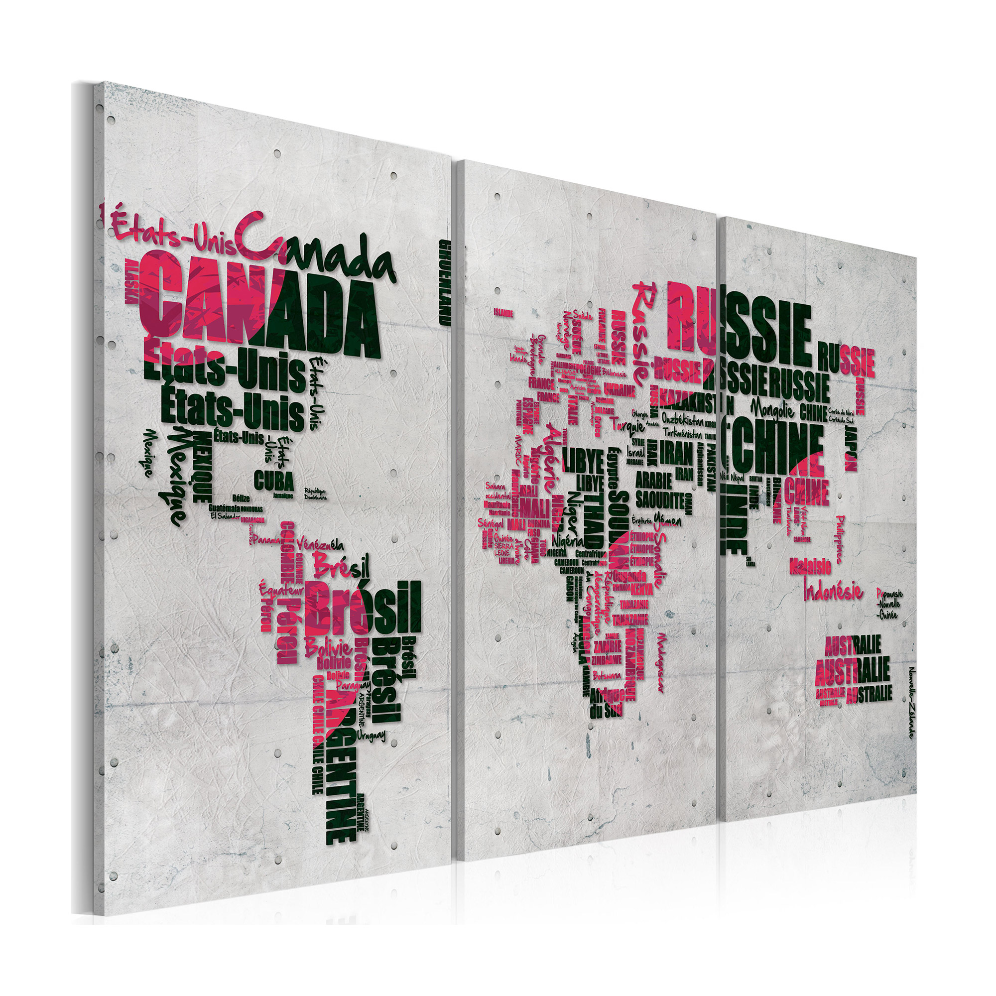 Tavla Arkiio Karta Över Världen Franska Triptych