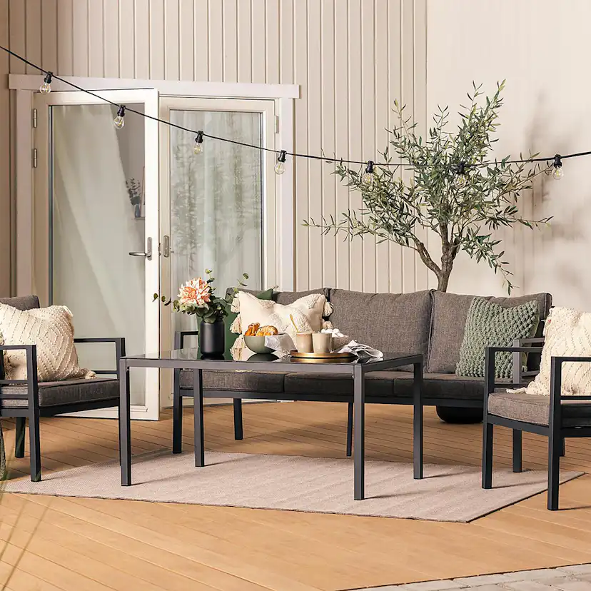 Loungegrupp Comfort Garden Ariany Utemöbler i Svart Aluminium