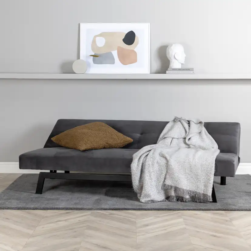 Bäddsoffa Venture Home Bodil Grå Sammet 2-sitssoffa 180x80x55 cm 1 Sovplats