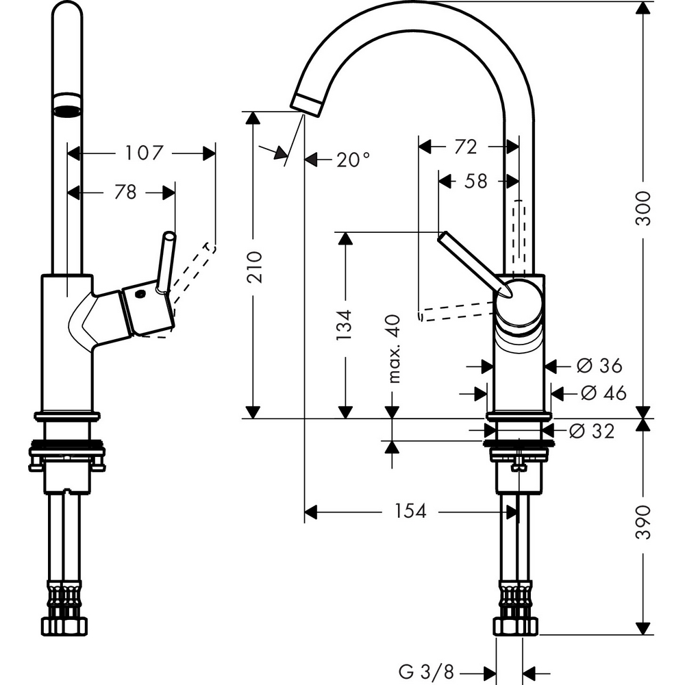 Tvättställsblandare Hansgrohe Talis 210