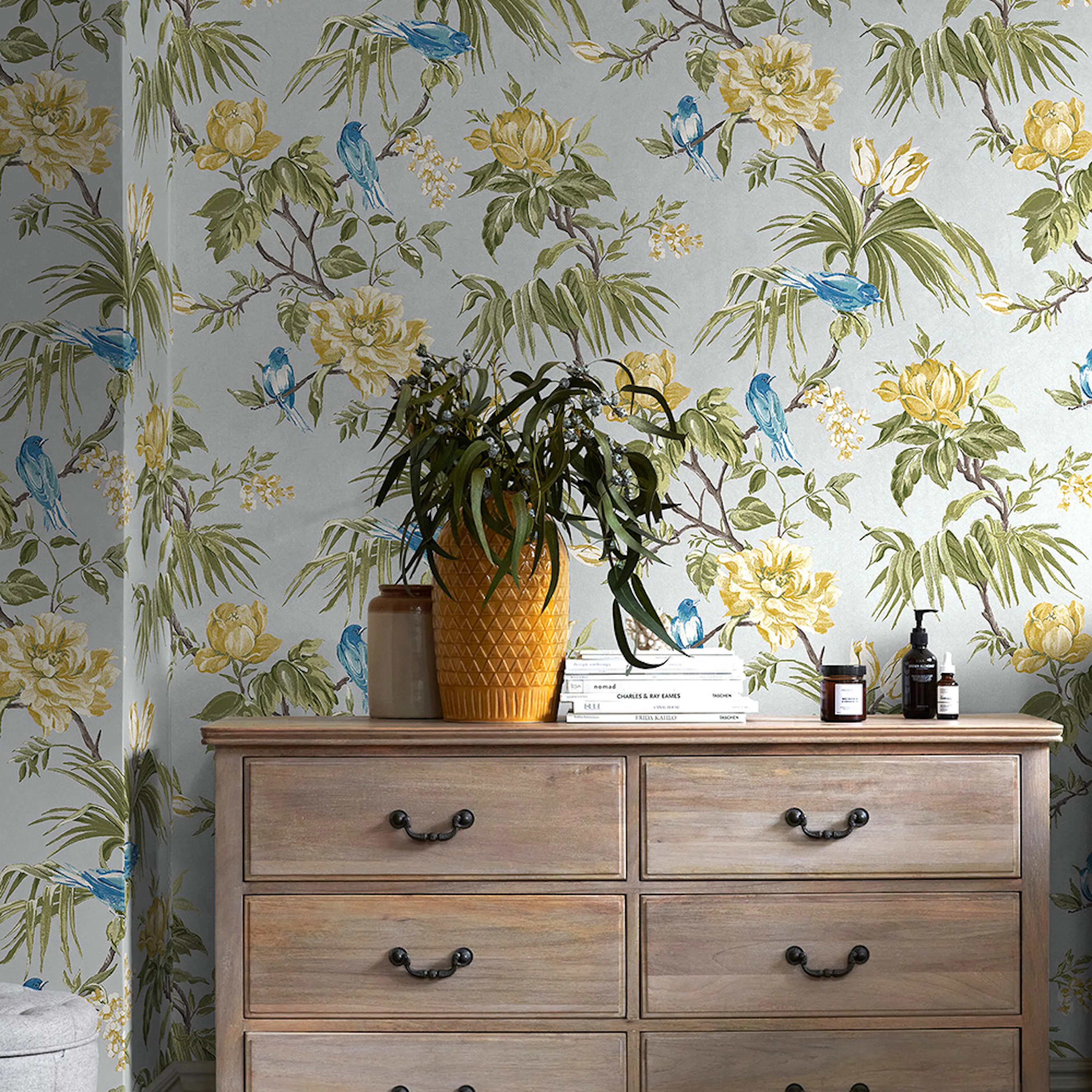 Tapet NEXT Birds & Blooms Grey