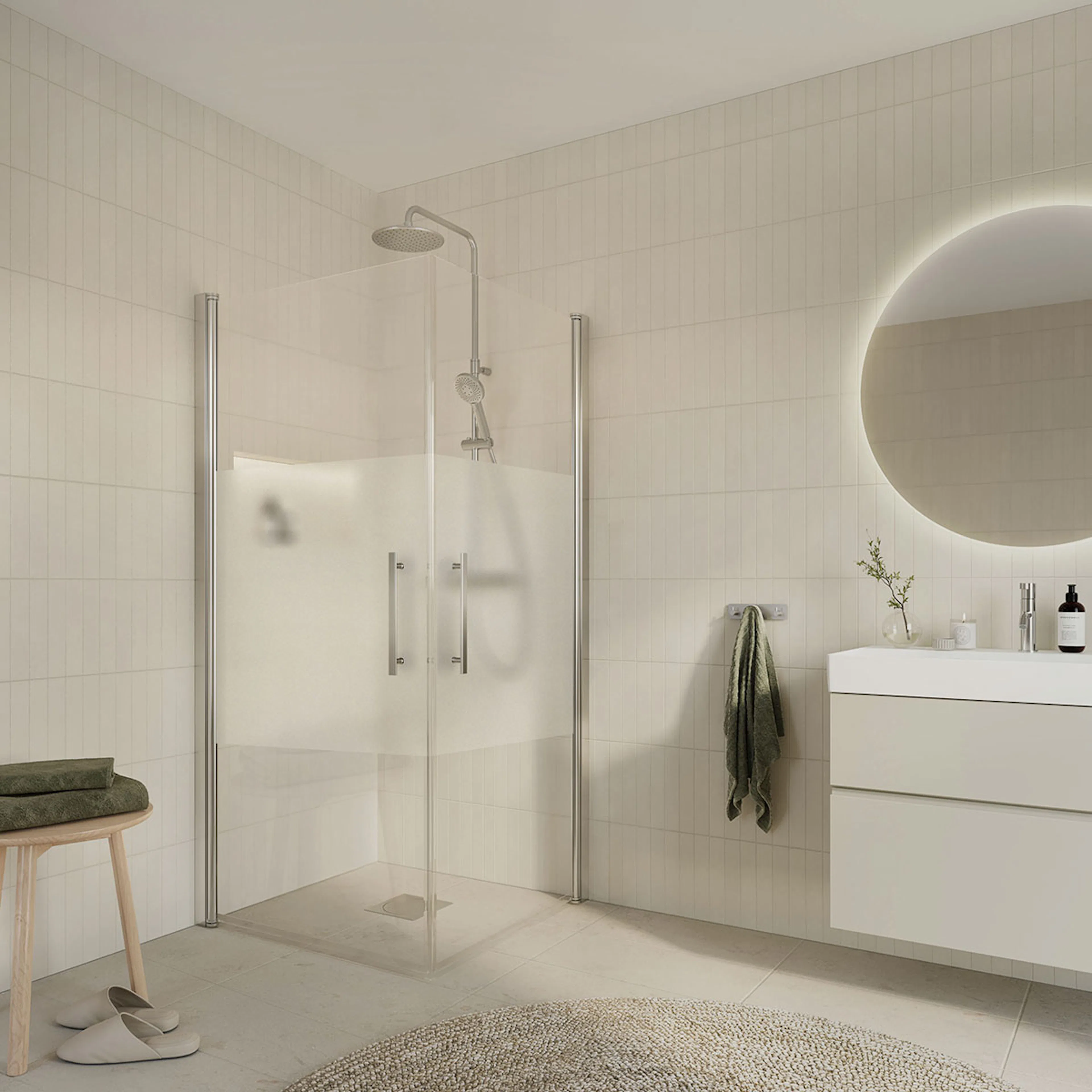 Duschhörn Arrow Corner Delvis Frostat Glas