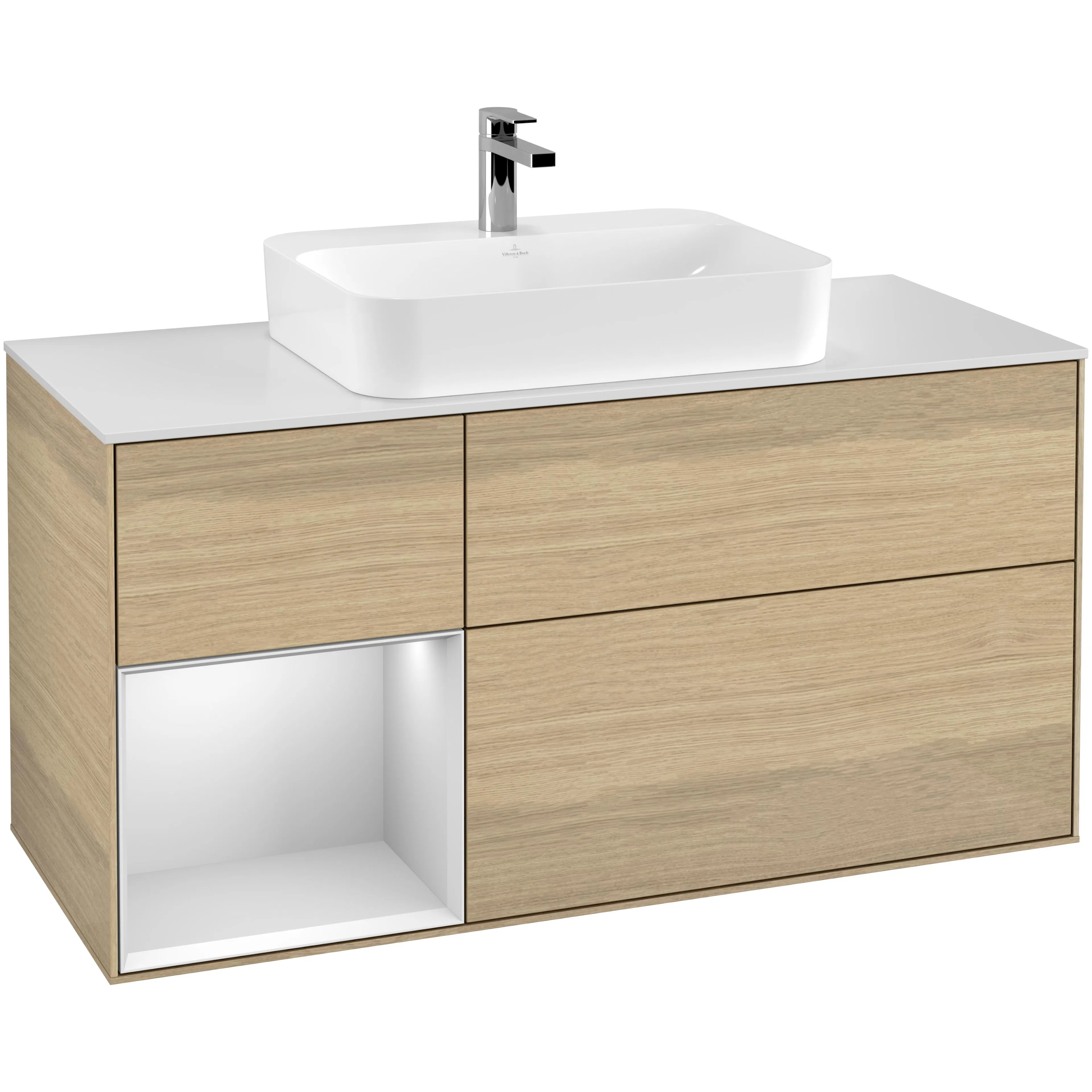 Tvättställsskåp Villeroy & Boch Finion med 3 Lådor Hylla och Bänkskiva för Ytmonterat Tvättställ