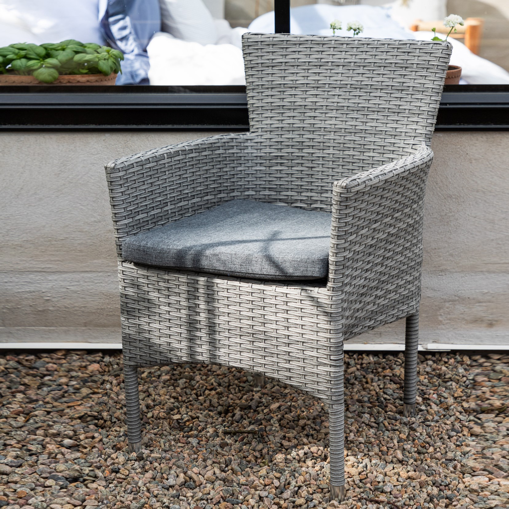 Malina Diningchair 2-pack Alumnium - Grey / Wicker Grå