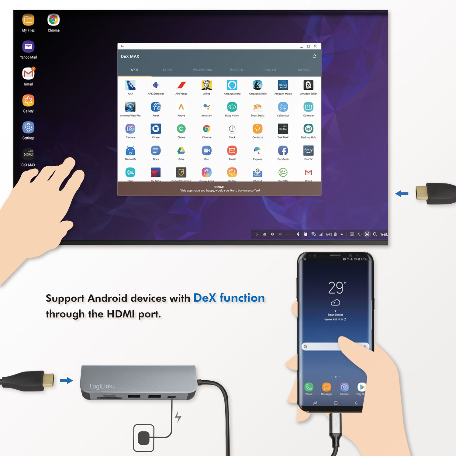 Adapter LogiLink  USB-C Multi-Hub HDMI/PD/DeX