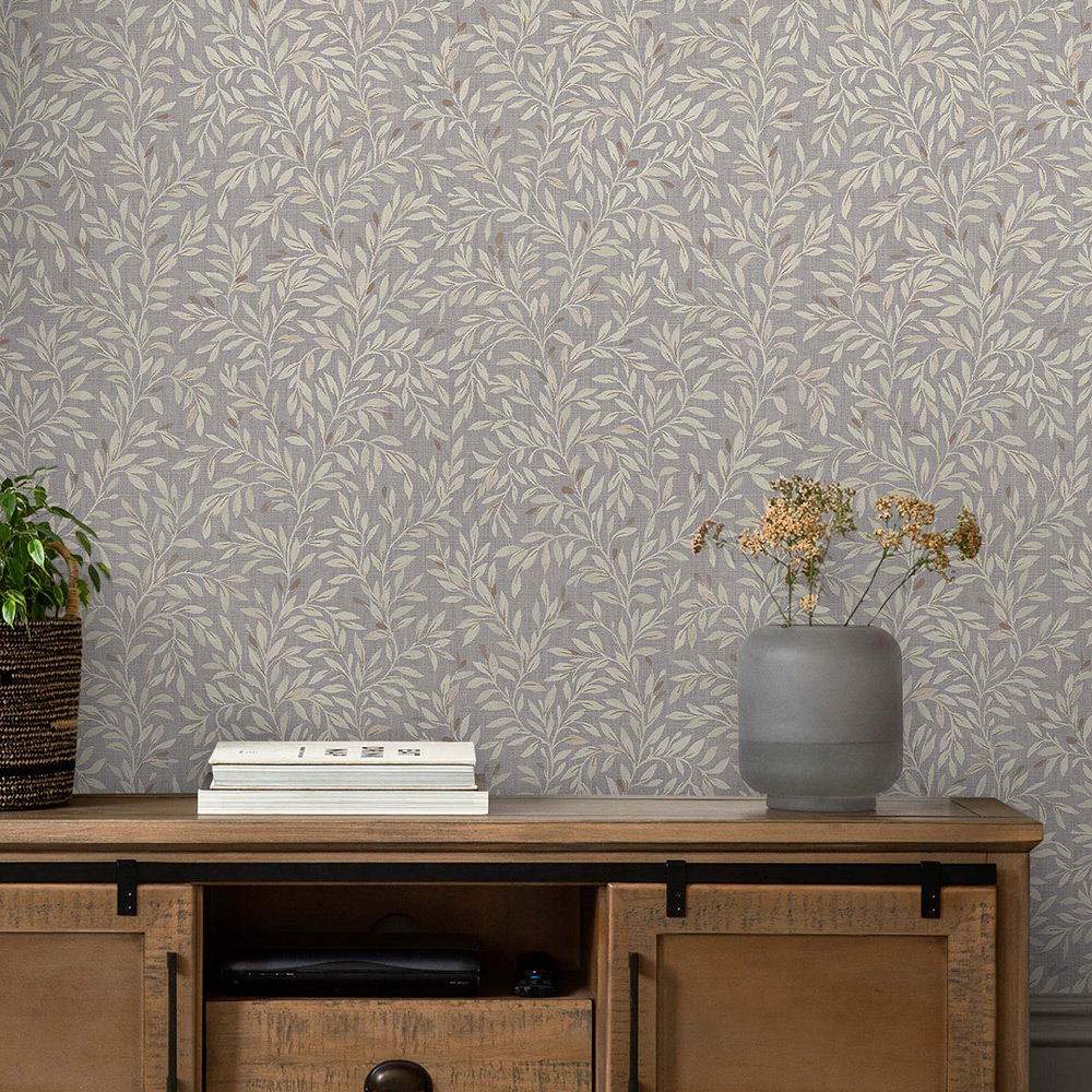 Tapet NEXT Ditsy Leaf Grey