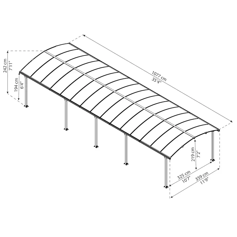 Dubbel Carport Canopia by Palram Arcadia I Metall 3,6x11 m