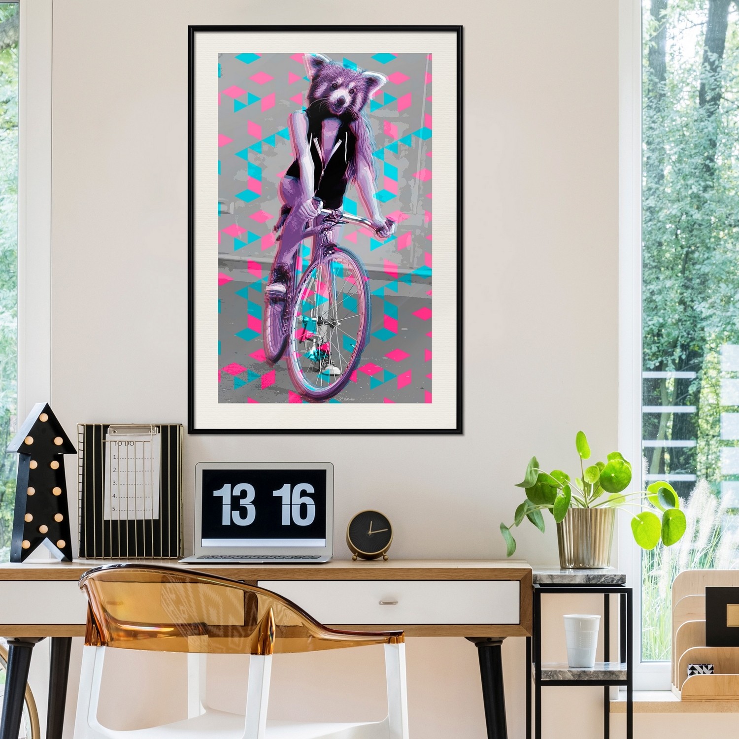 Poster Artgeist Affisch Raccoon On The Bike