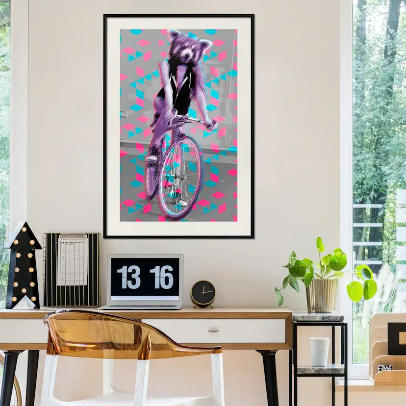 Poster Artgeist Affisch Raccoon On The Bike