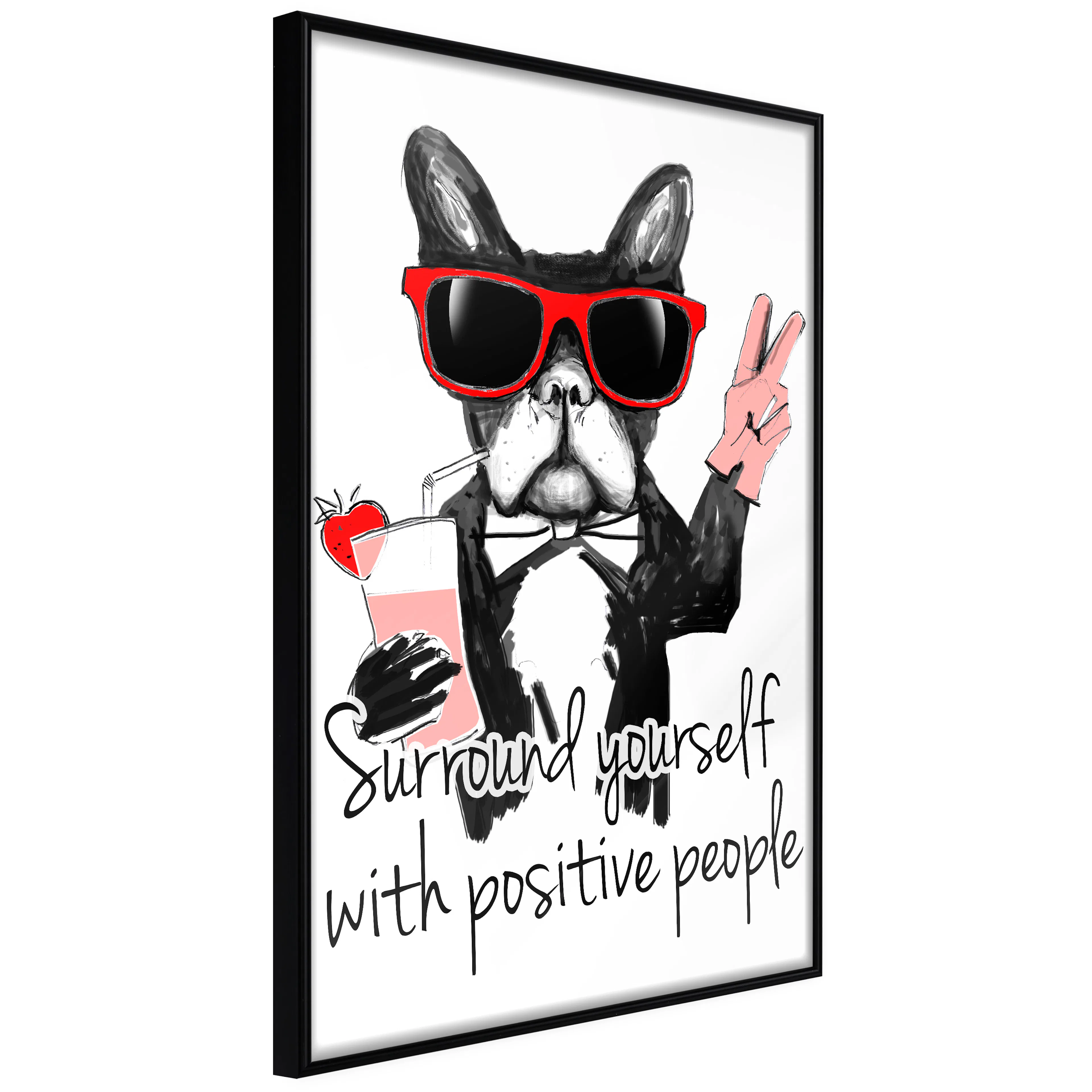 Affisch - Surround Yourself With Positive People [Poster] 40 Svart ram, 40x60 cm