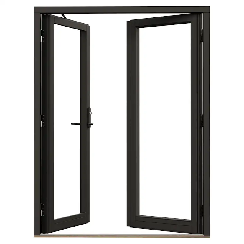 Parfönsterdörr NorDan NTech Helglasad Aluminium BlackLine Svart