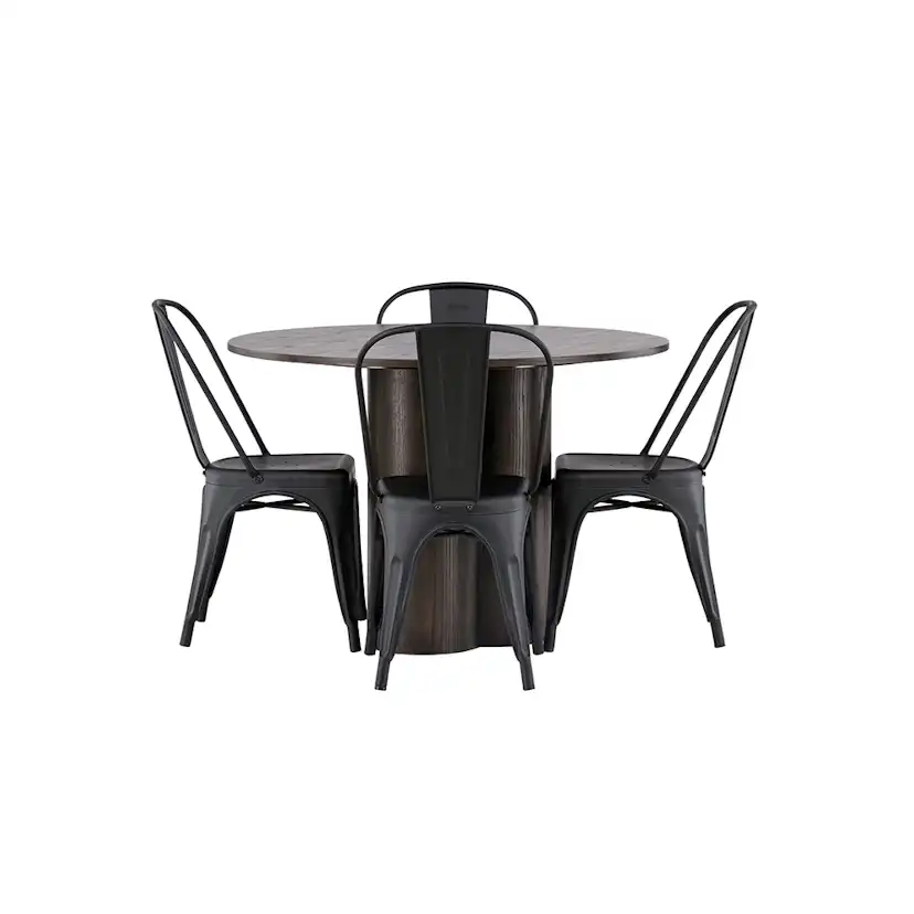 Spisegruppe Venture Home Olivia Ø 110 cm med 4 Tempe Stoler
