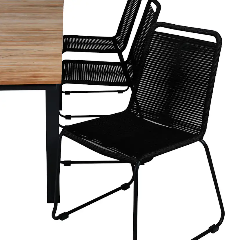 MexicoTable160/240*90-LindosStackingChair-Alu/LatteRope_6 Beige