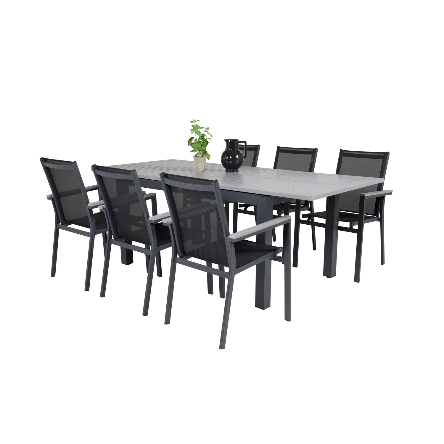 Albany Dining Table 160/240*100 - Svart Alu / Grey Aintwood+ Svart/Grå