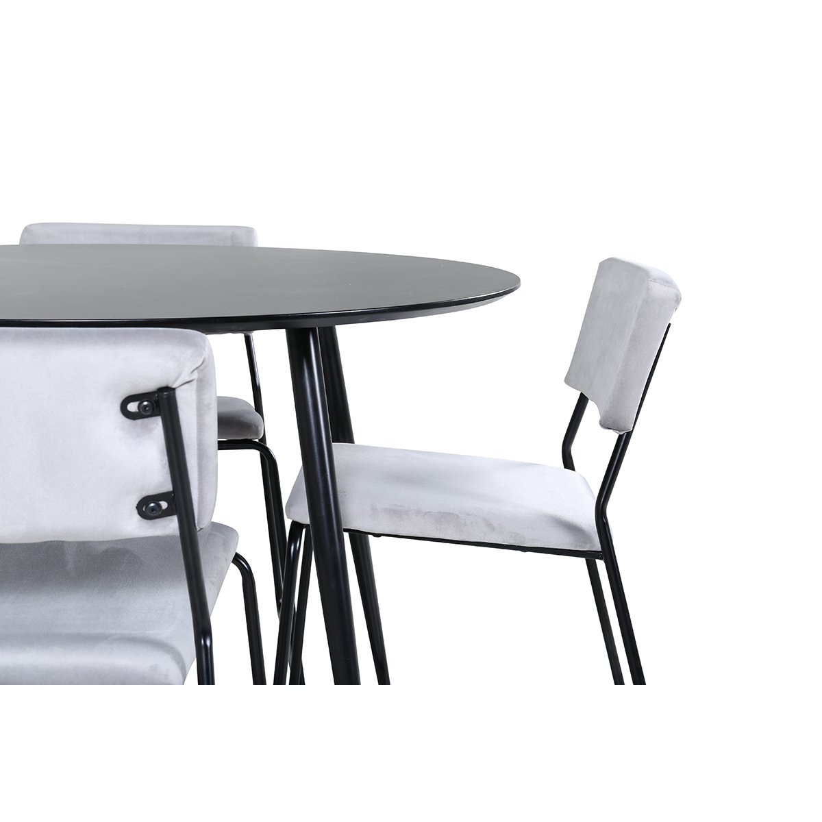 Silar Dining Table - Round 100  cm - Black Melamine / Black Grå/Svart