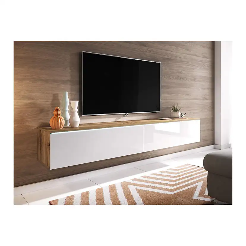 Mediamöbel In Living Skeda Trä/Vit Vägghängd TV-Bänk