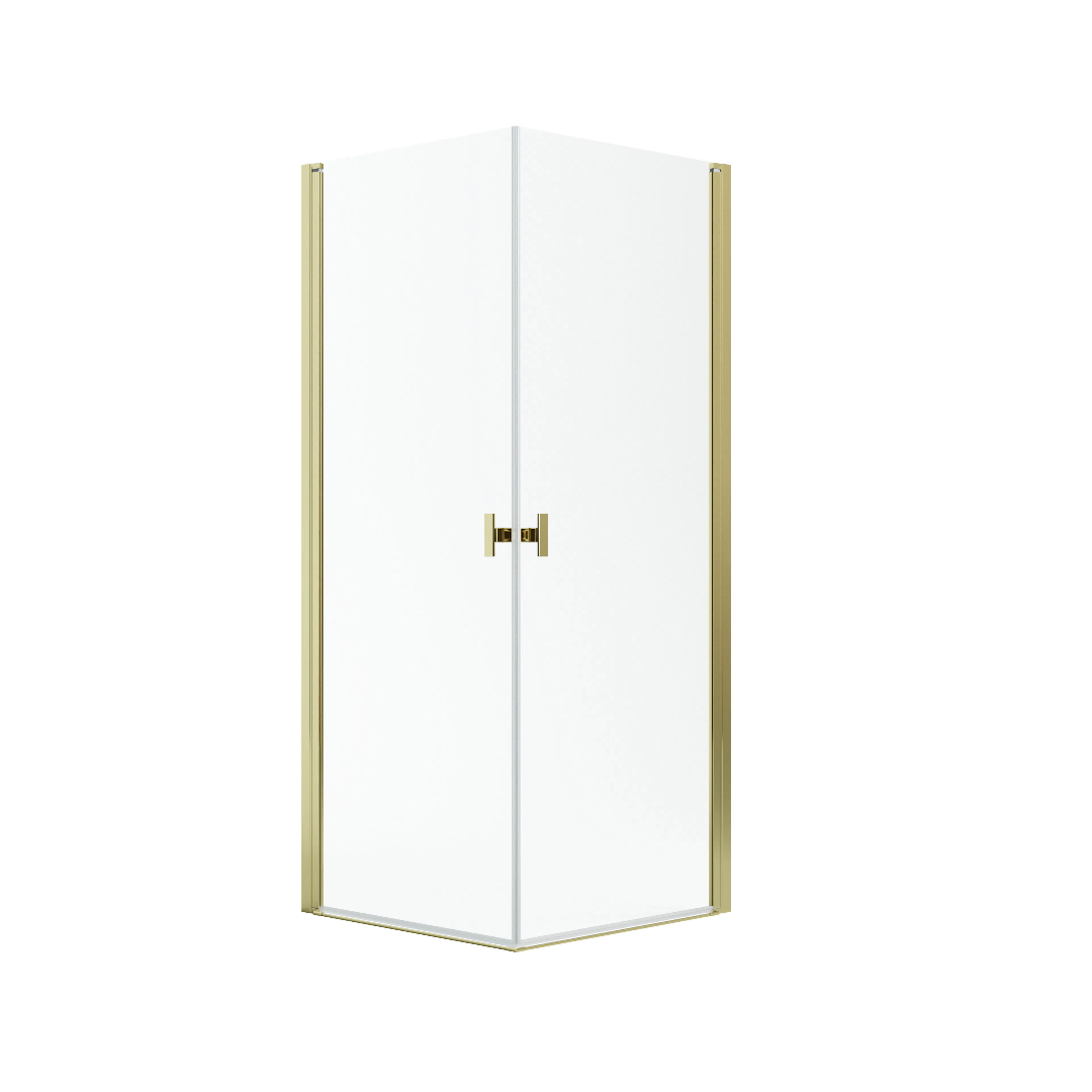 Noma 120 fyrkantigt hörn, STD 900 mm, 2 raka dörrar, 6 mm kl 880x880 mm, Polerad Mässing