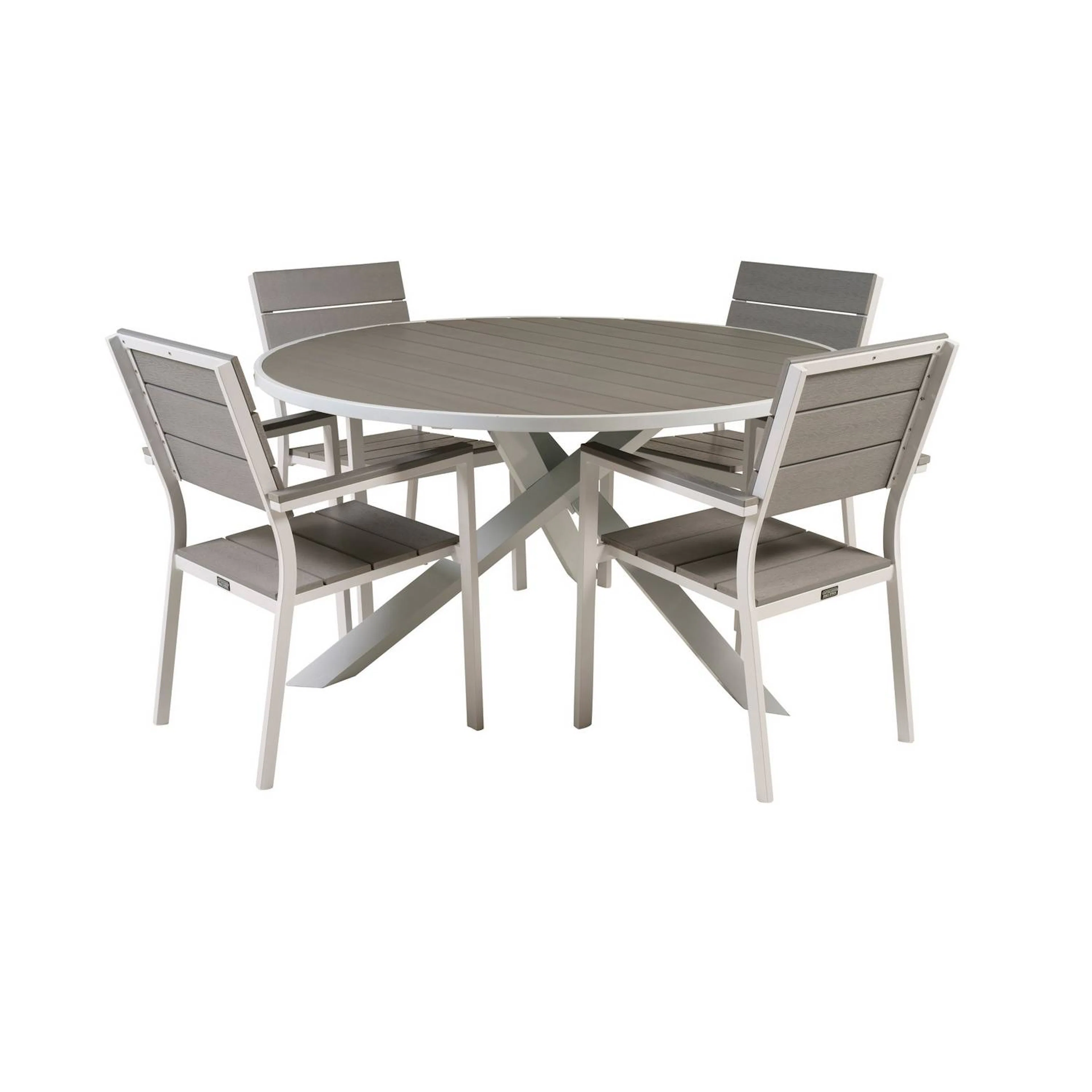 Matgrupp Comfort Garden Parma Matgrupp Utomhus Rund Ø140cm med 4 Levels Stapelbara Matstolar