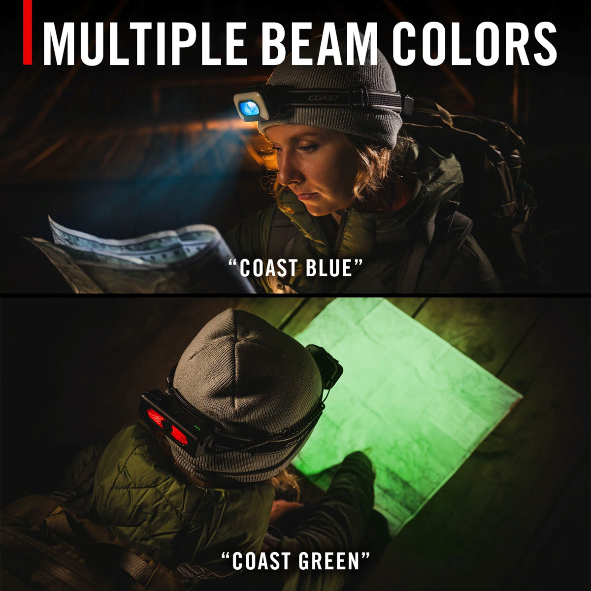 Uppladdningsbar Coast RL35R Pannlampa med röststyrning 1000 lumen