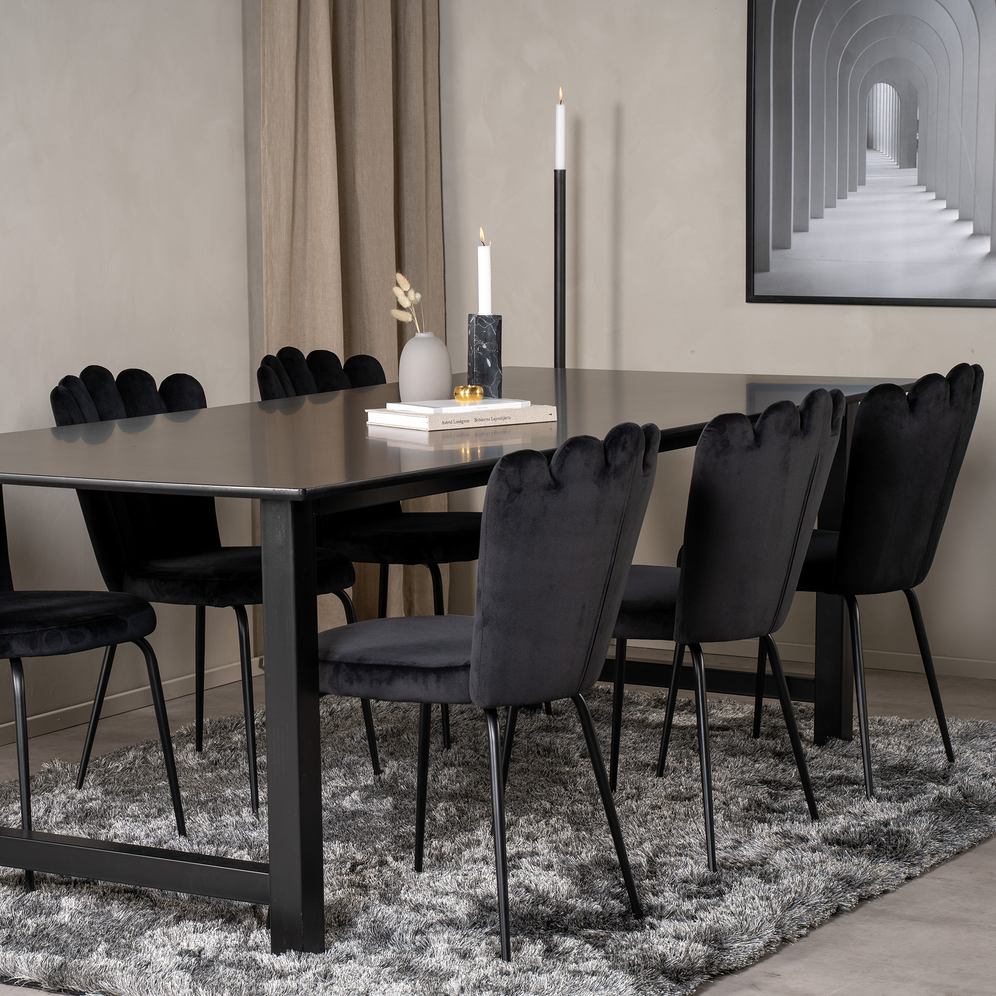 Count Matbord - Svart - 220*100*H75+Limhamn Light - Chair - Svart