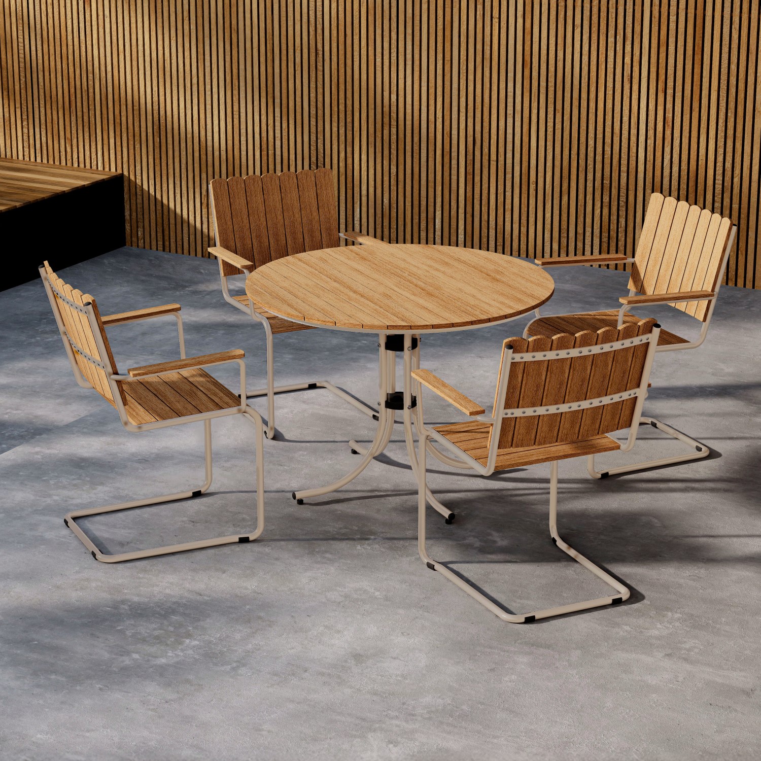 Holmsund Dining Set - Beige / Polywood Beige