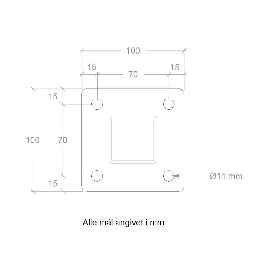 Stålstolpe PLUS för Räcke 45x45 Varmgalvaniserad