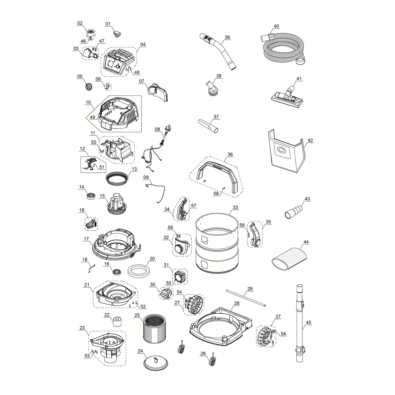 Grovdammsugare Einhell TE-VC 2025 SACL 25L 1200W Elektrisk Våt-/torrdammsugare