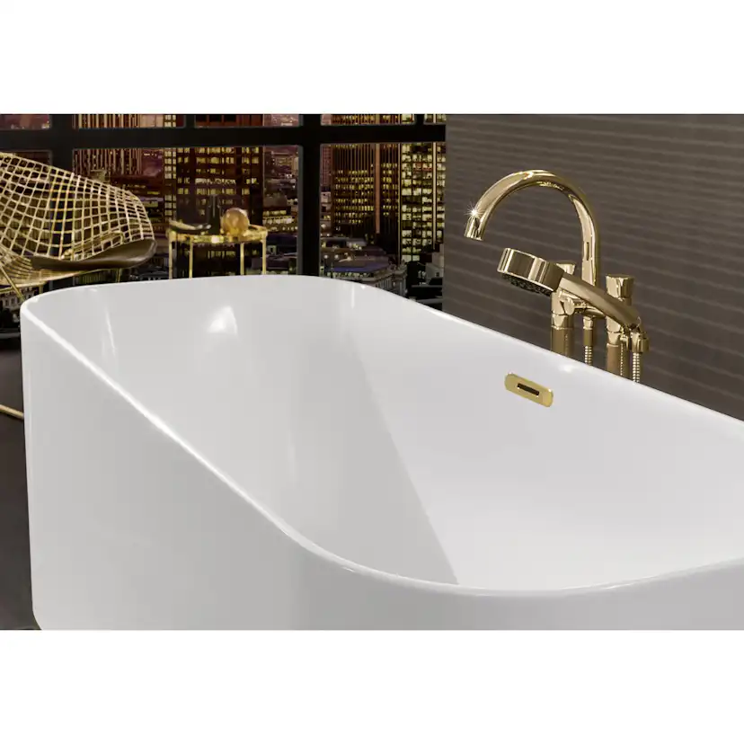 Badkar Villeroy & Boch Finion UBQ177FIN7A100V401 Vit Alpin, Krom, Utan Designring, Bräddavlopp, Utan Belysning
