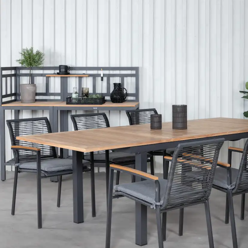 Matgrupp Utomhus Venture Home Perla 152 med 6 Douglas Trädgårdsstolar