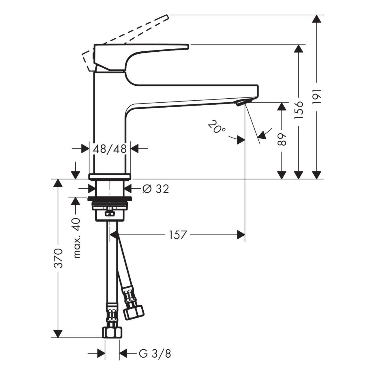 Tvättställsblandare Hansgrohe Metropol 110 med Push-Open