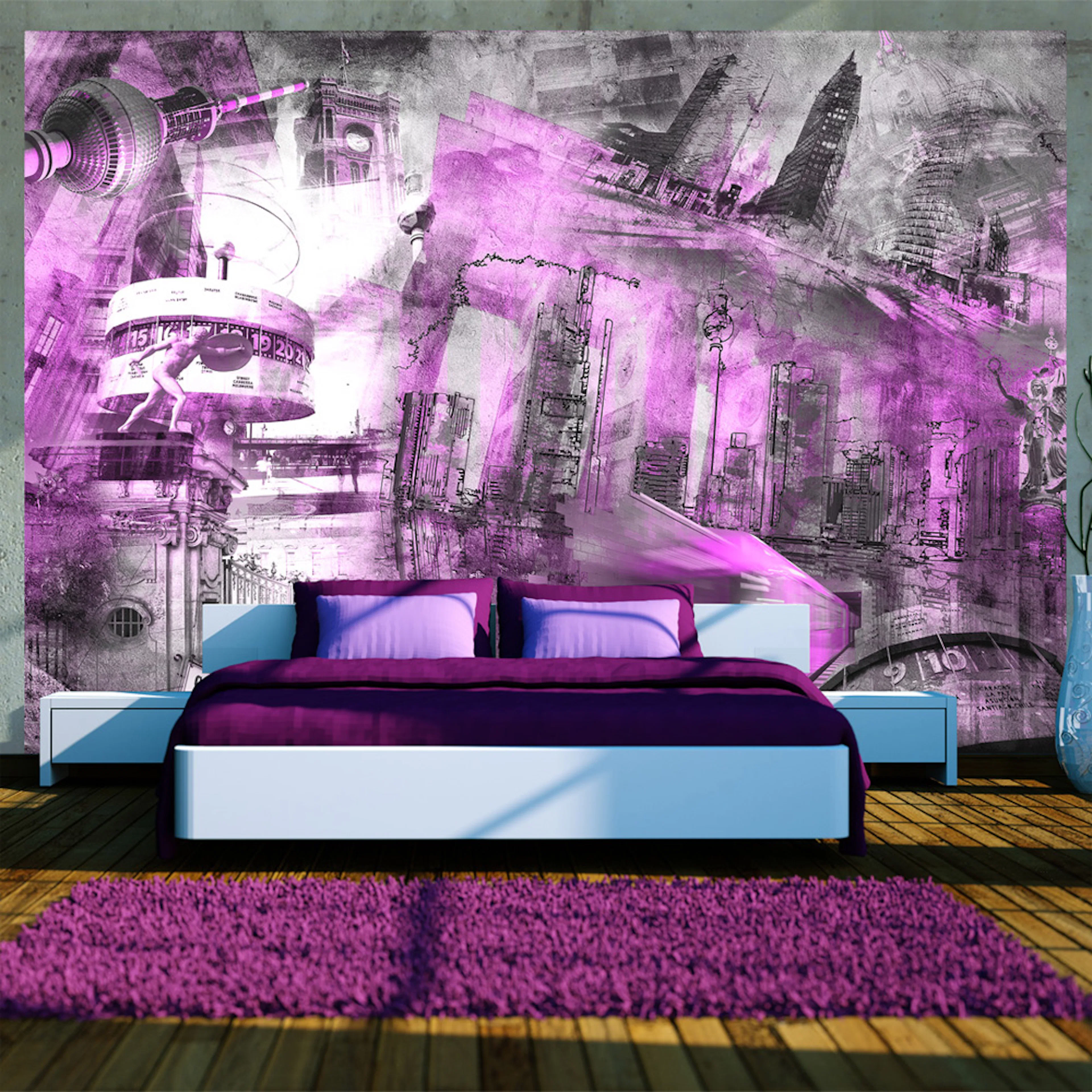Fototapet Arkiio Berlin Kollage Violett
