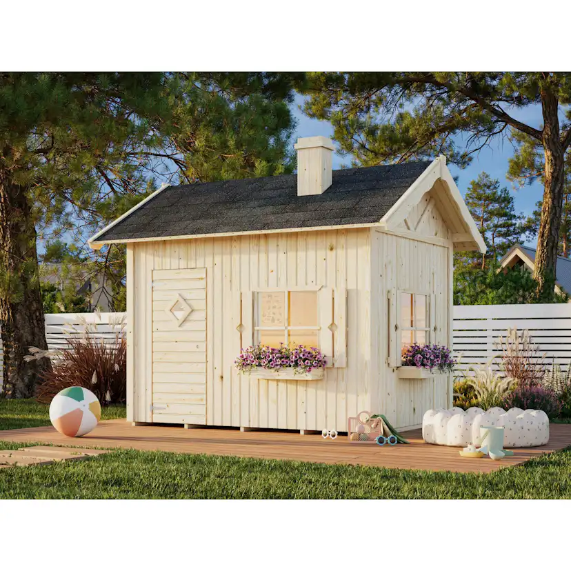 Lekstuga Palmako Grete 3,7 m² Trästuga med Sadeltak
